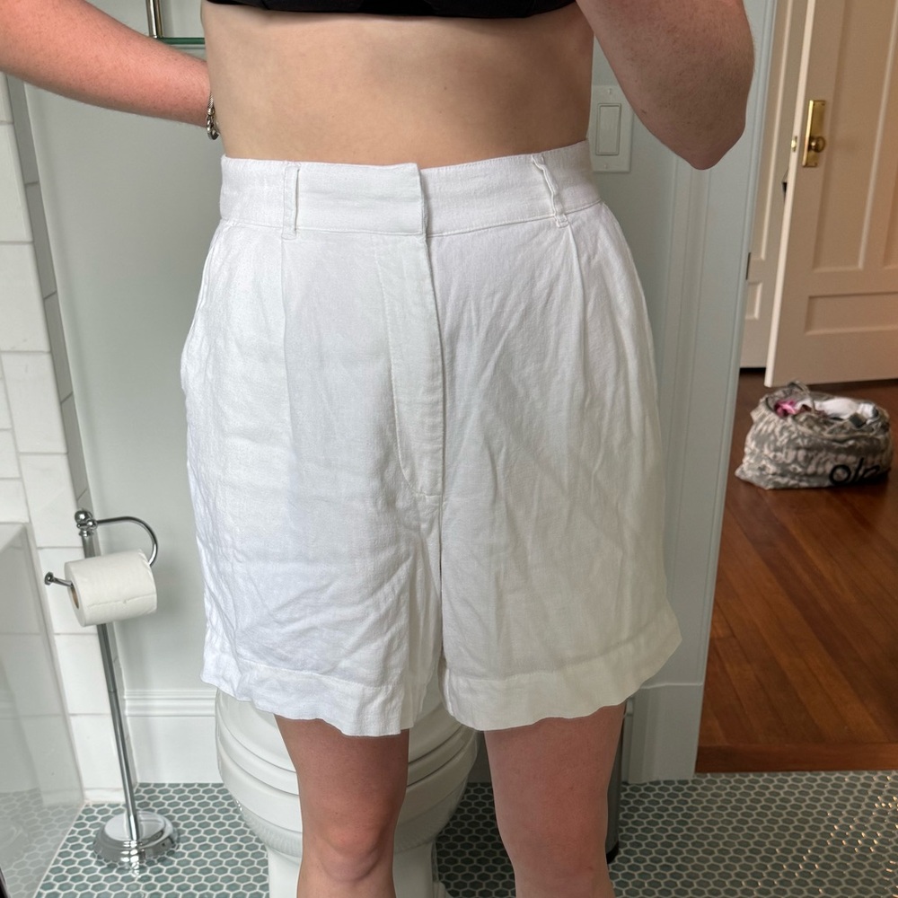 White Linen Shorts